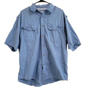 World Wide Sportsman Vented Fishing Shirt Mens Size Large Blue Button Front